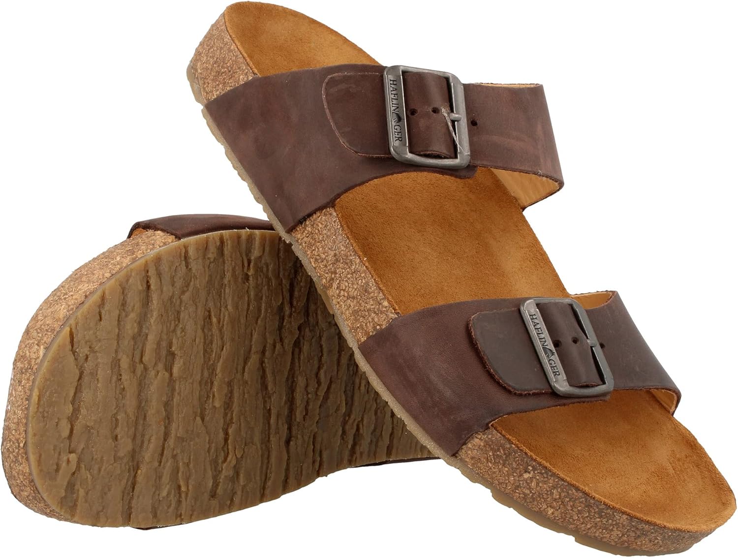 HAFLINGER Andrea Elegant кожаные сандалии с резиновой подошвой и корковой латексной стелькой Unisex, коричневый/шоколадный — фото 2