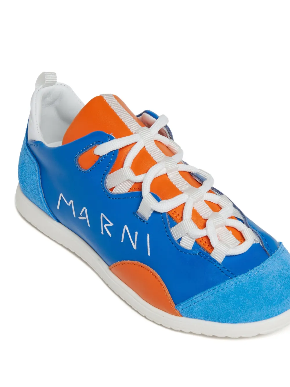 Кроссовки с панельным дизайном и надписью Marni Kids, синий — фото 4