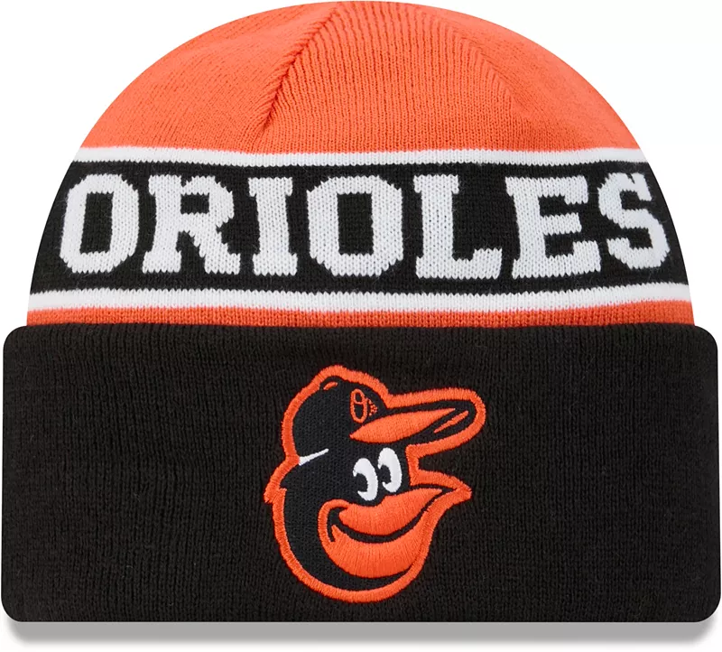 

Черная вязаная шапка New Era Baltimore Orioles с обратными манжетами