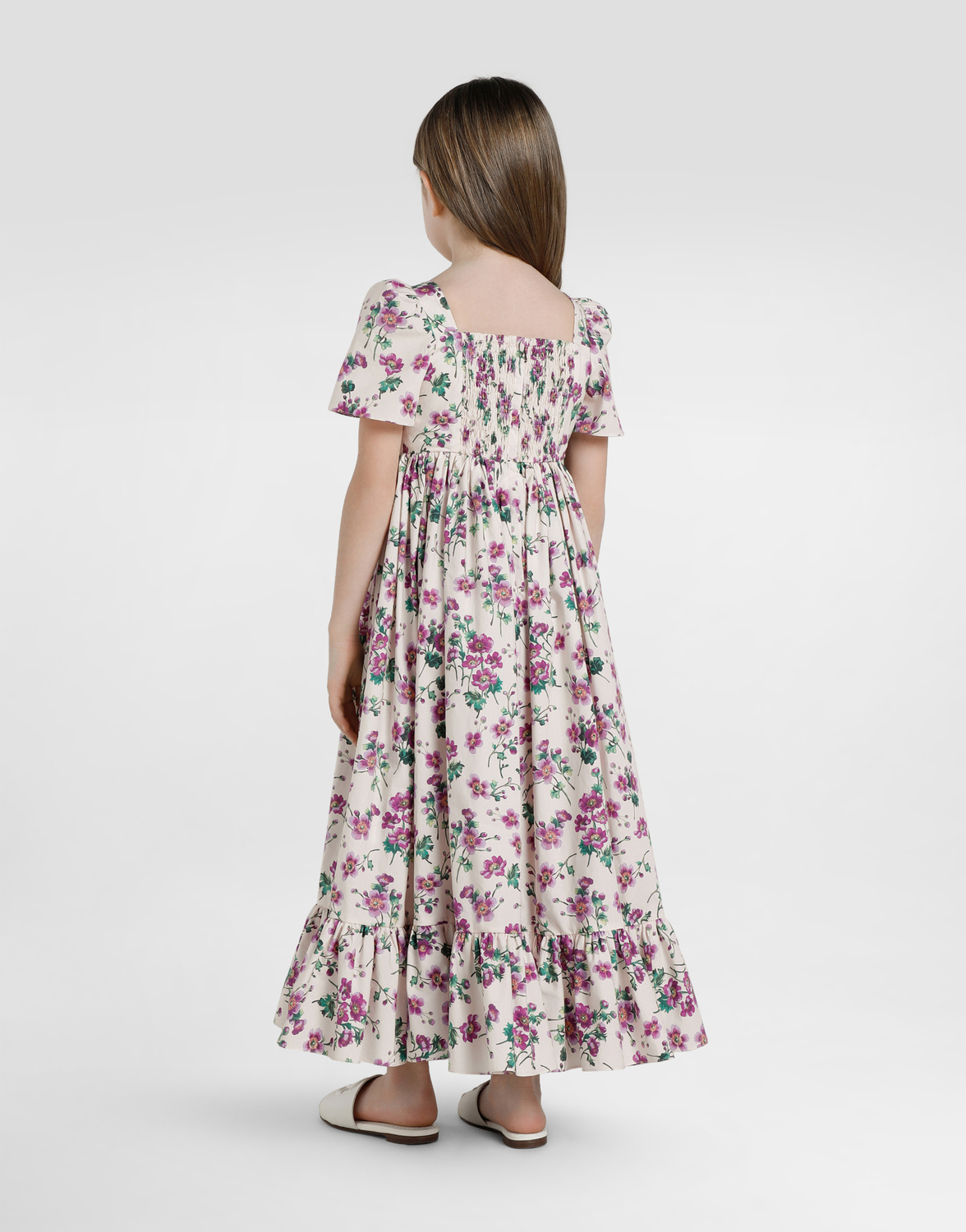 Платье из поплина с принтом фиалок Dolce&Gabbana, мультиколор — фото 4