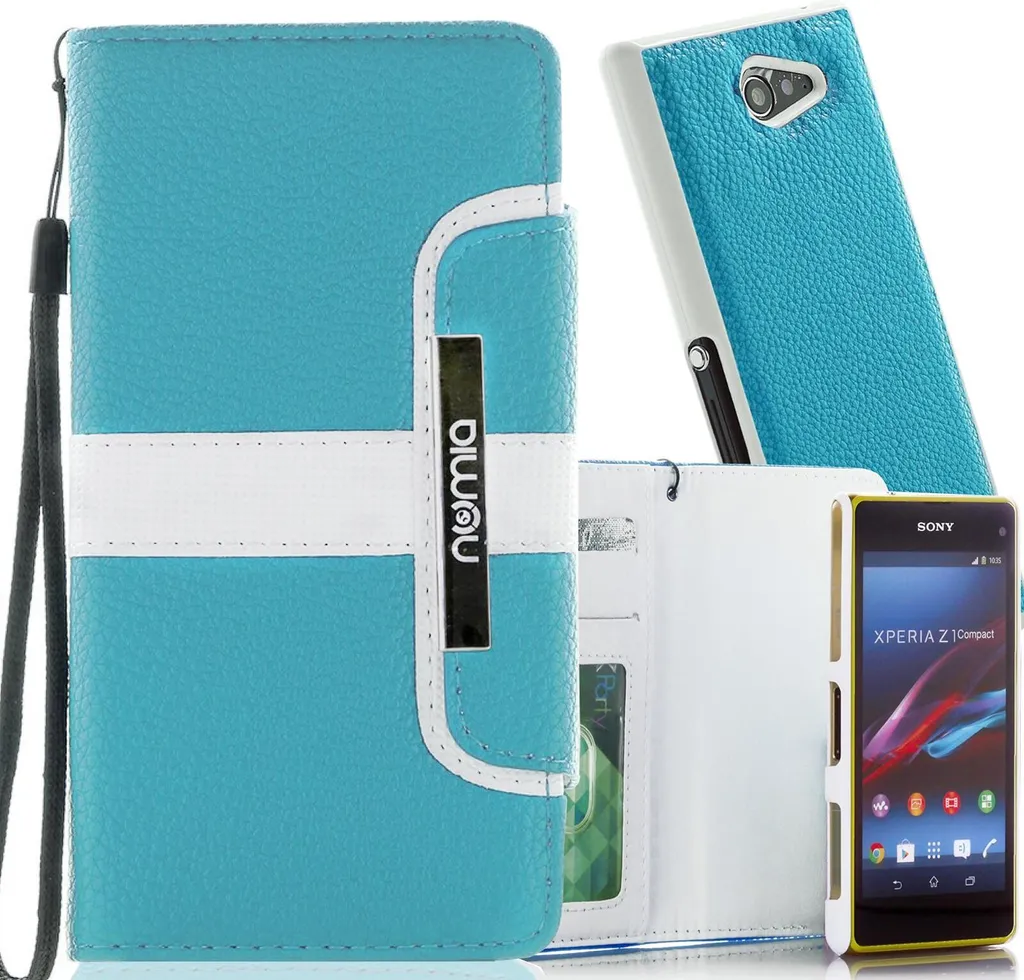 

Чехол для Sony Xperia Z5 Numia Bookstyle 2в1 бирюзово-белый