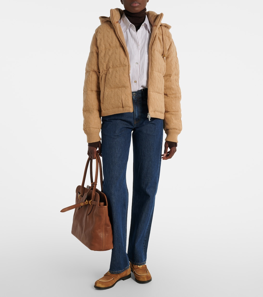 Пуховик из шерсти и кашемира Polo Ralph Lauren, Collection Cml Melange Navy Pp — фото 2