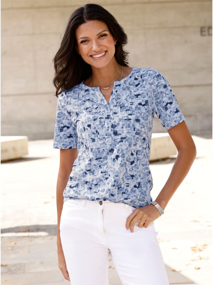 

Рубашка с короткими рукавами в светло-голубой и синий принт Sieh an!