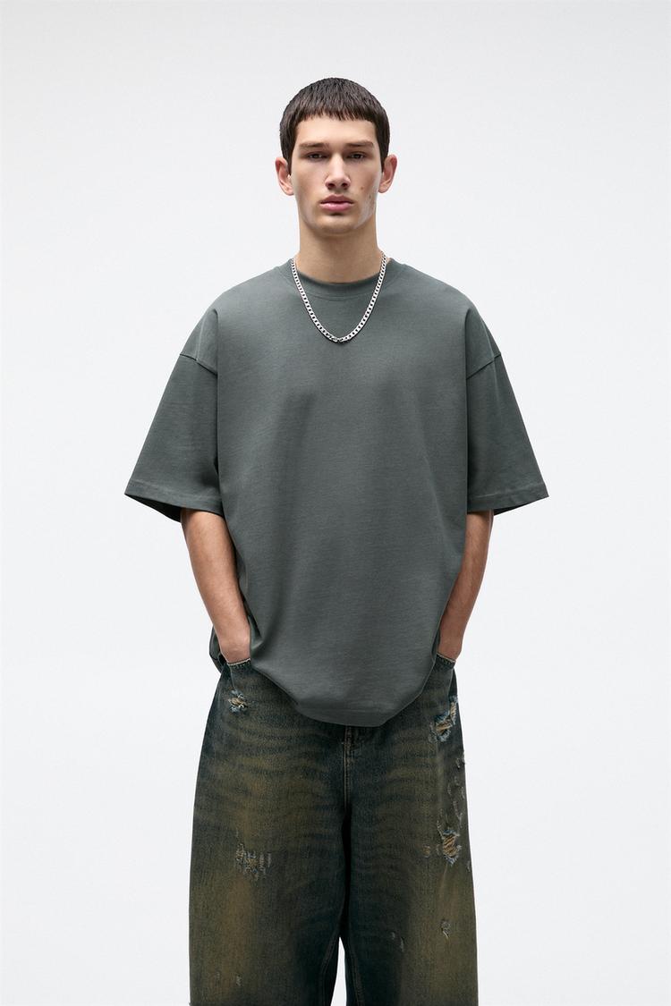 

Футболка большого размера с коротким рукавом Pull And Bear, зеленый