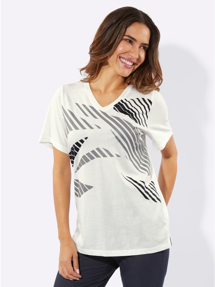 

Sieh an! Повседневная футболка с принтом цвета экрю, Белый, Sieh an! Повседневная футболка с принтом цвета экрю