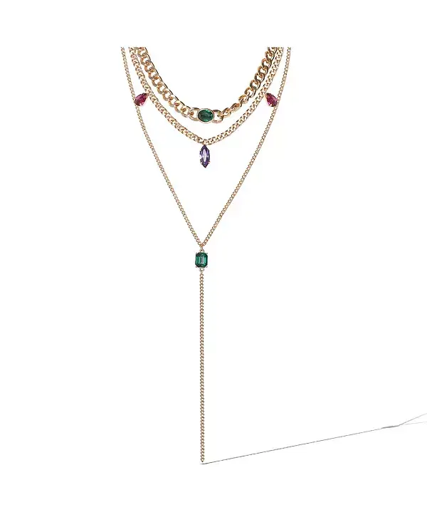 

Многослойное ожерелье с акцентом на драгоценные камни золотистого оттенка Jessica Simpson, gold