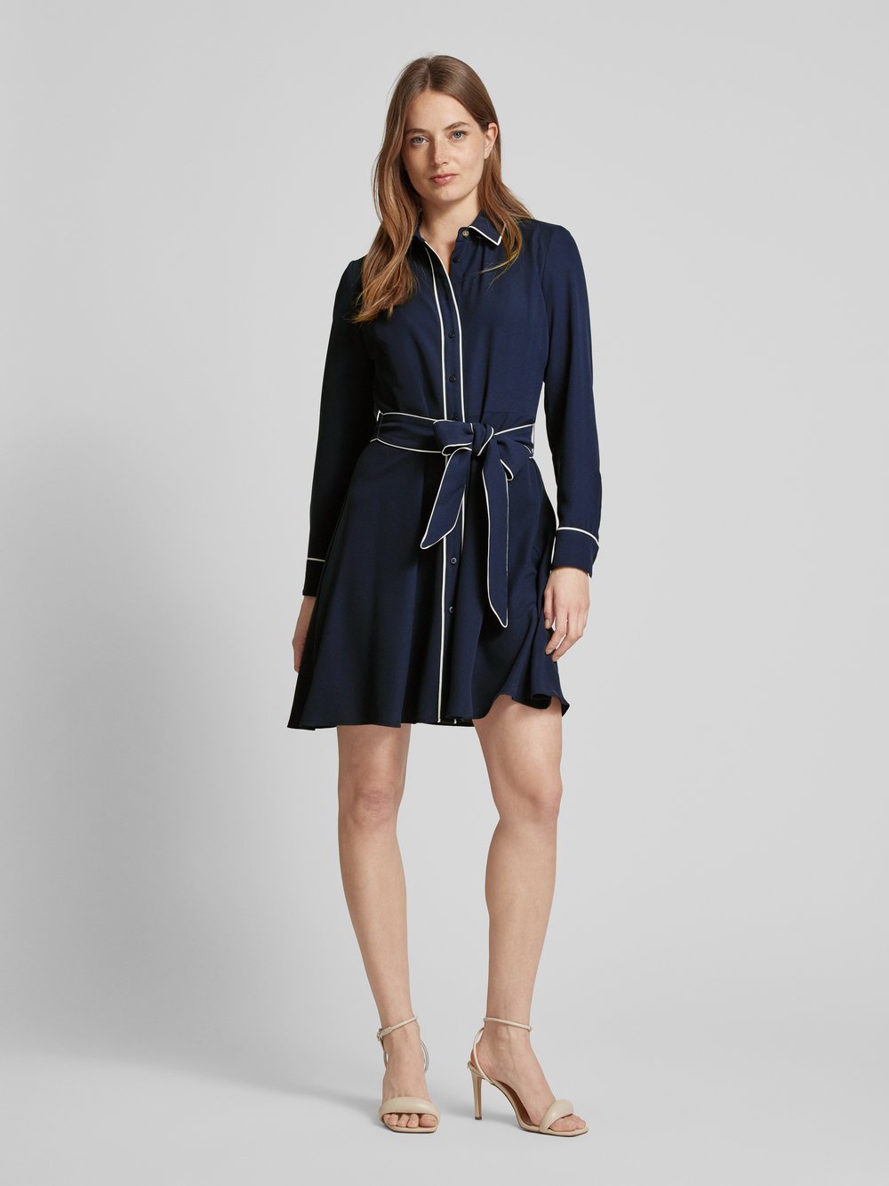 

Платье длиной до колена с планкой на пуговицах Lauren Ralph Lauren, темно-синий