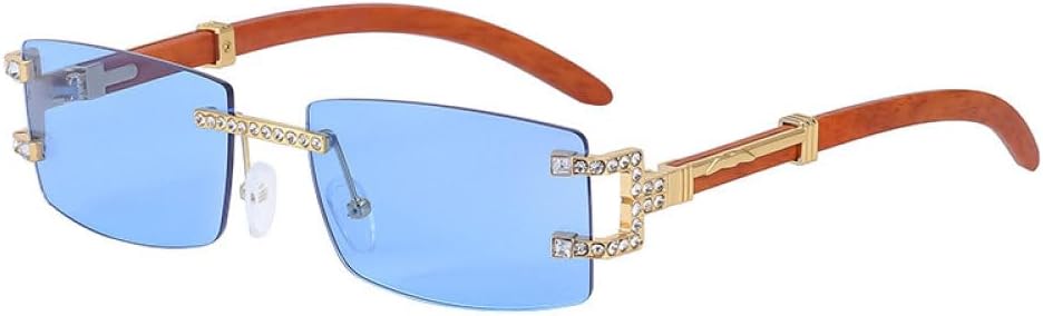 

Винтажные солнцезащитные очки без оправы из дерева для женщин, модные прямоугольные, элегантные, классические, мужские солнцезащитные очки, роскошные очки generic, Blue