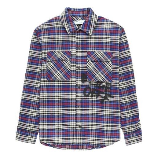 

Рубашка c/o virgil abloh ow flannel check shirt blue Off-White, синий