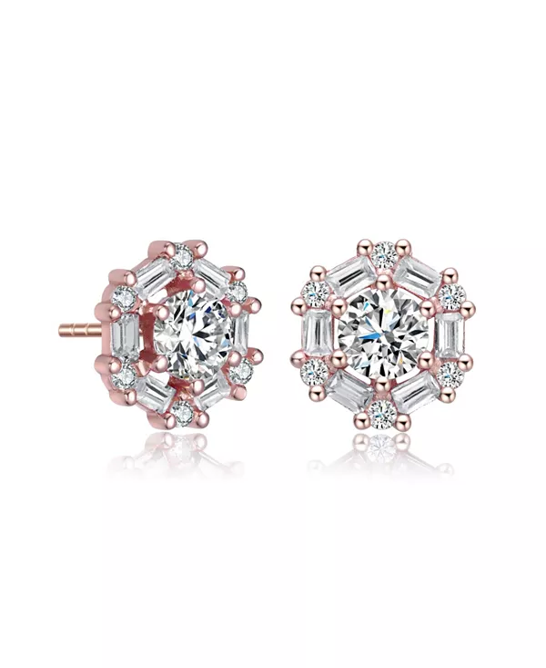 

Круглые и цветные серьги-гвоздики с кубическим цирконием огранки «багет» Rachel Glauber, rose