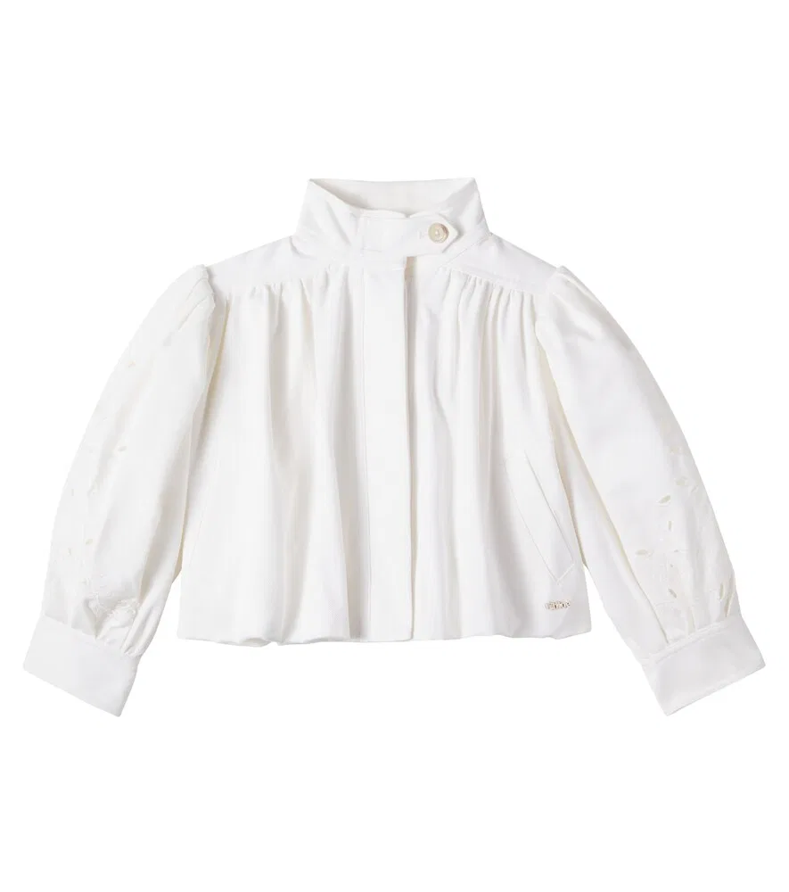 Куртка Broderie Anglaise из хлопка Chloé Kids, белый