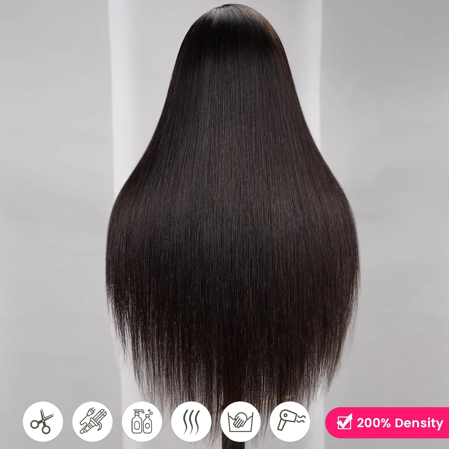 Женский парик из натуральных волос 200% плотности Megalook, 13 X 4 Straight Lace Wig — фото 2