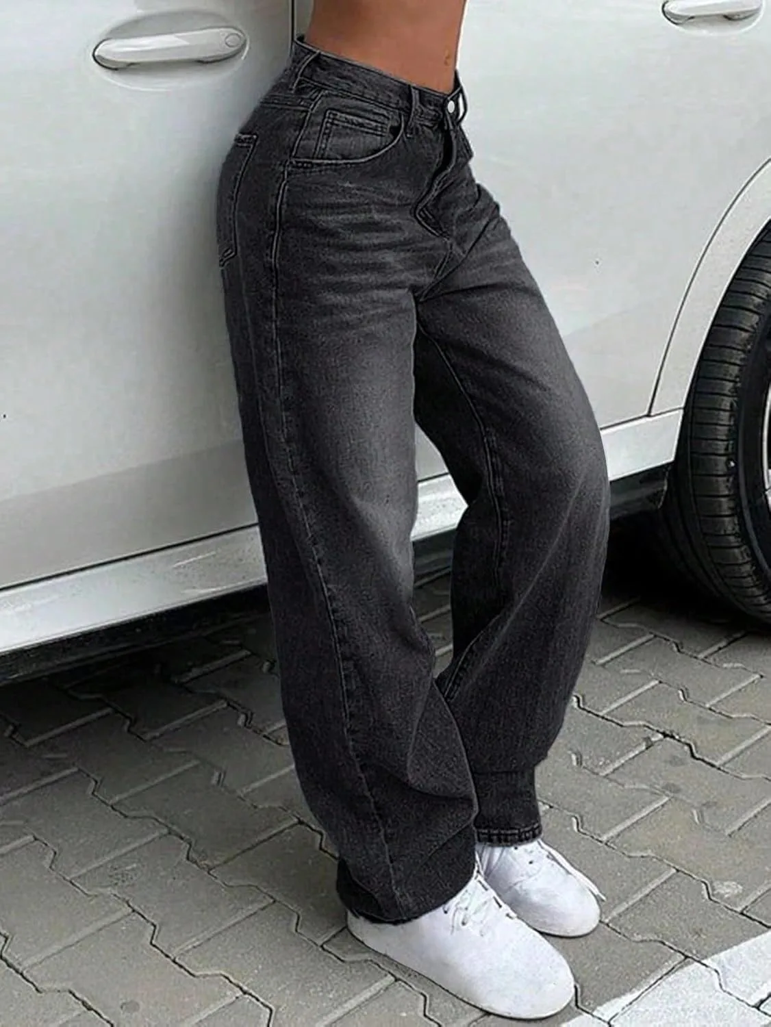 Женские классические джинсы Loose Stacked Straight Leg Generic, темно-серый — фото 2
