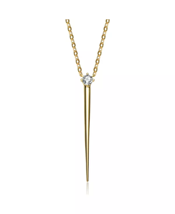 

Y-Образное ожерелье с подвеской в виде шипа из 14-каратного желтого золота с зеленым кубическим цирконием и покрытием из стерлингового серебра Genevive, clear