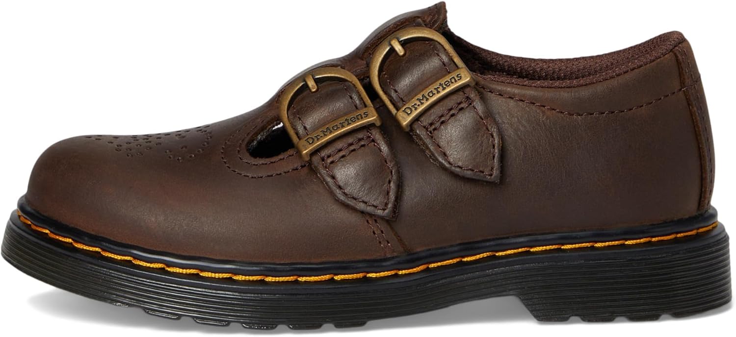 Кроссовки Dr. Martens Girl's 8065 J (Little Big Kid) Mary Jane Flat, Dark Brown — фото 4