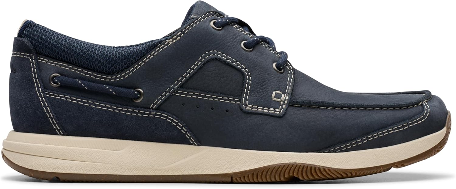 Мужские лоферы Clarks Sailview с шнуровкой, Navy Nubuck — фото 2