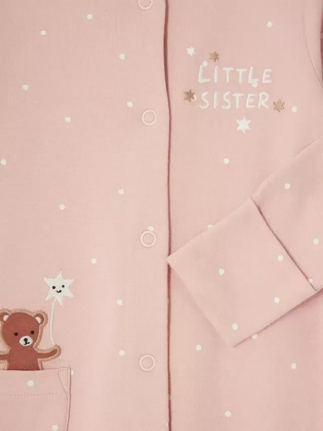 Детский комбинезончик в горошек Baby Little Sister, розовый John Lewis — фото 3