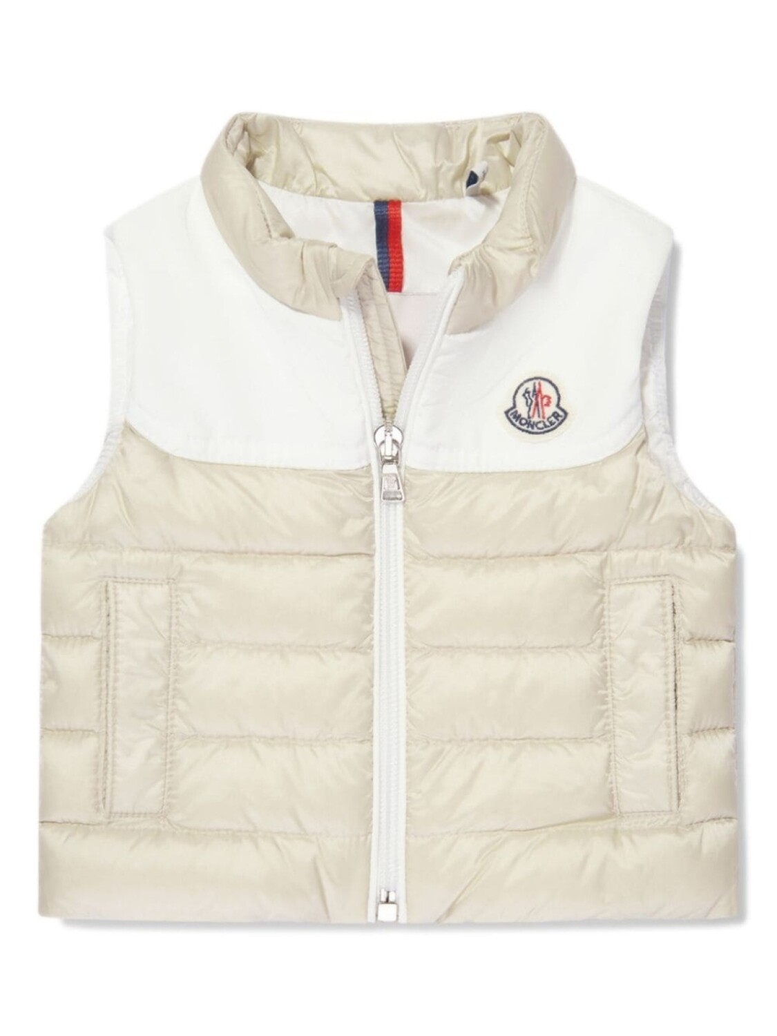

Moncler Enfant дутый жилет с нашивкой-логотипом, нейтральный цвет