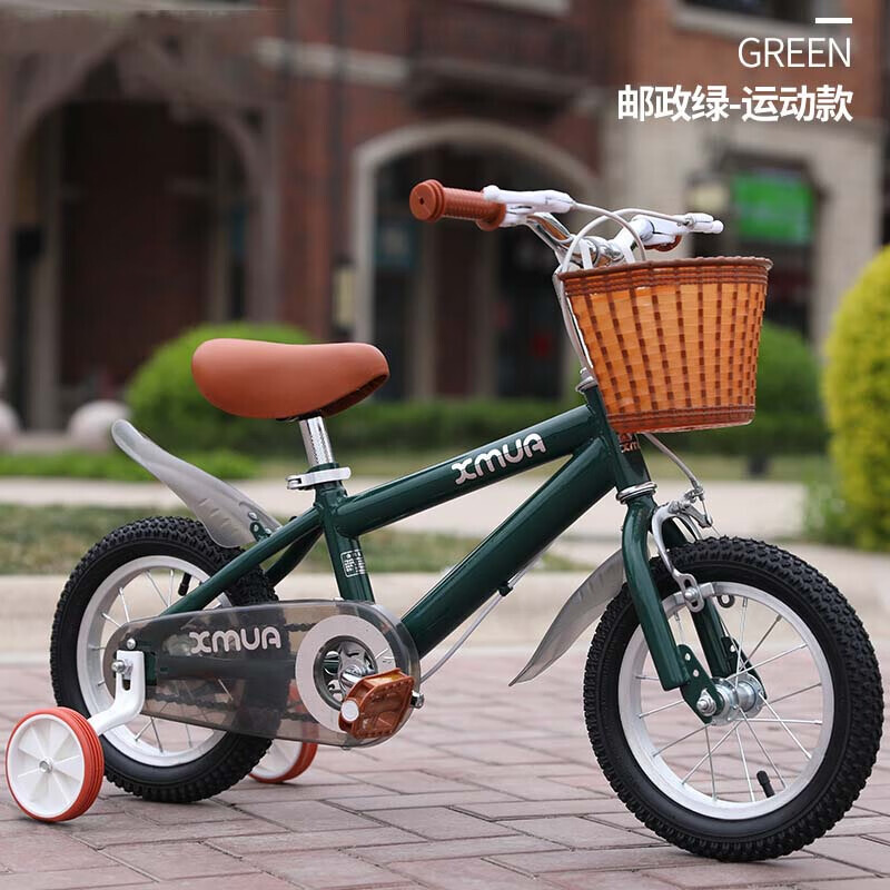 

Ослепительный британский детский велосипед для мальчиков и девочек, 14-дюймовый детский велосипед в стиле ретро, спортивный почтовый зеленый цвет XUANJING