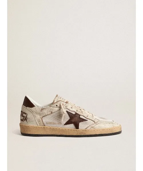 Мужские кроссовки Ballstar из кожи и текстиля GOLDEN GOOSE белые