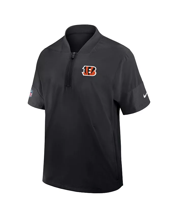 Мужская черная тренерская куртка Cincinnati Bengals с коротким рукавом и четверть-молнией для игры на боковой линии Nike — фото 2