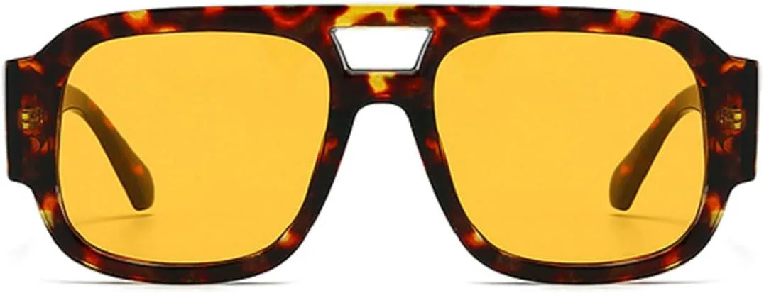 

Модные квадратные солнцезащитные очки-пилот для женщин и мужчин, винтажные, увеличенного размера, конфетных оттенков, модель 3935 Melrose, Leopard Yellow