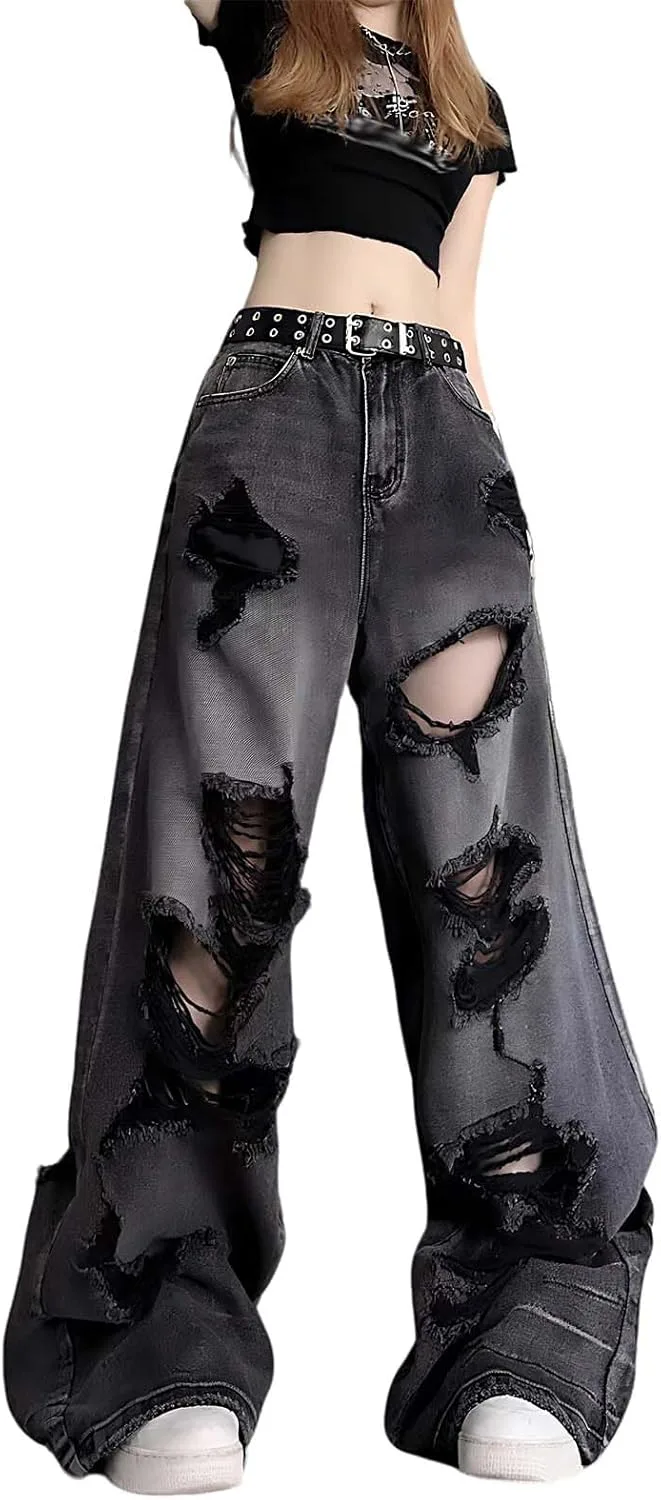 

Джинсы Y2K Baggy Ripped Wide-Leg для женщин и мужчин LUUTWAL