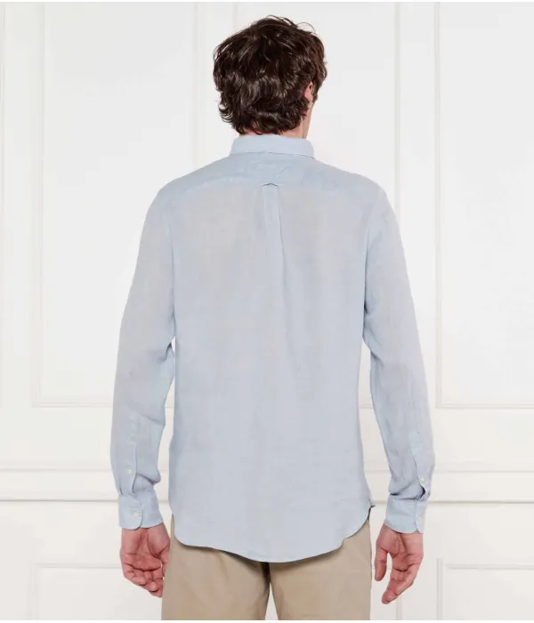 Рубашка из льна, окрашенная пигментом Regular fit Tommy Hilfiger, синий — фото 3