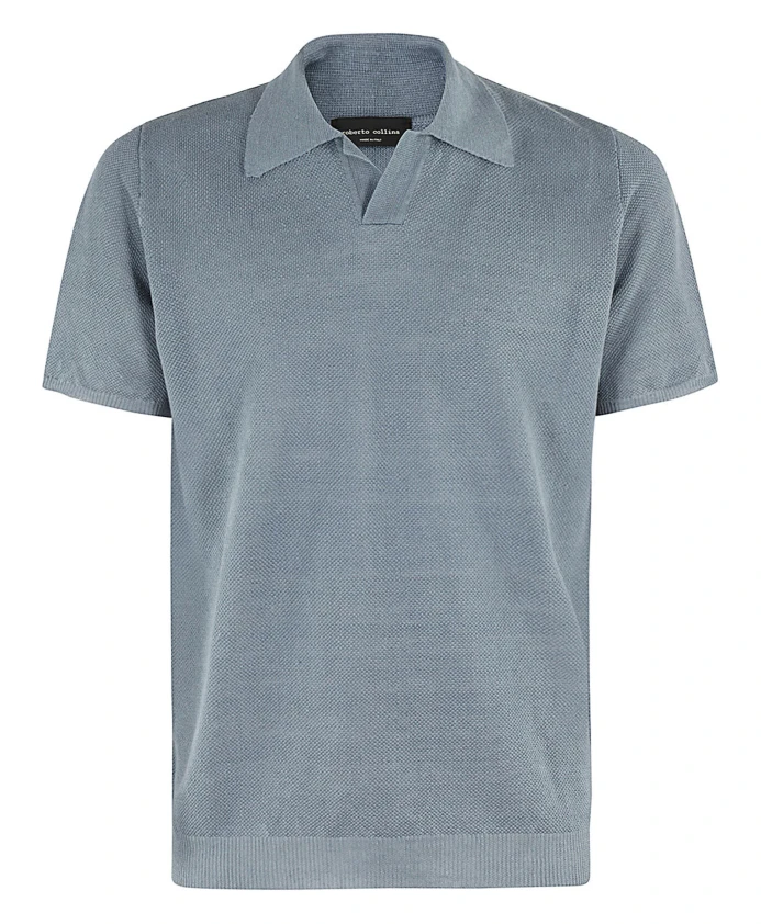 

Джинсовая рубашка поло с коротким рукавом, стандартный крой Roberto Collina, синий