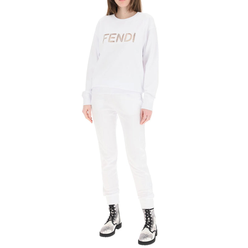 Худи (WMNS) FENDI Alphabet Logo Round Neck Long Sleeves Hoodie White — фото 4