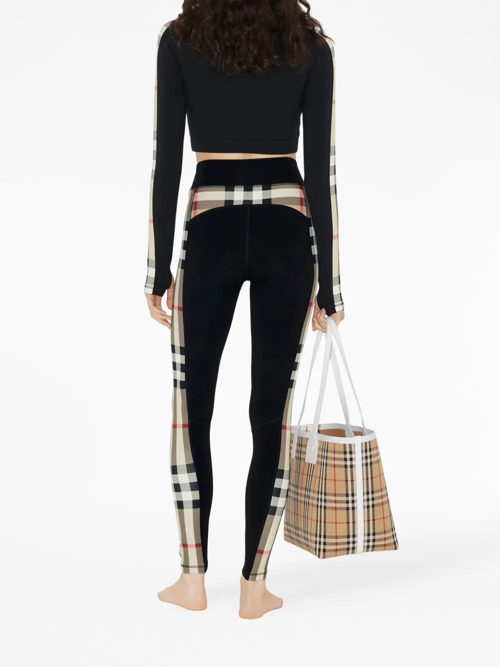 Топ Burberry, укороченный, клетчатый, черный — фото 4