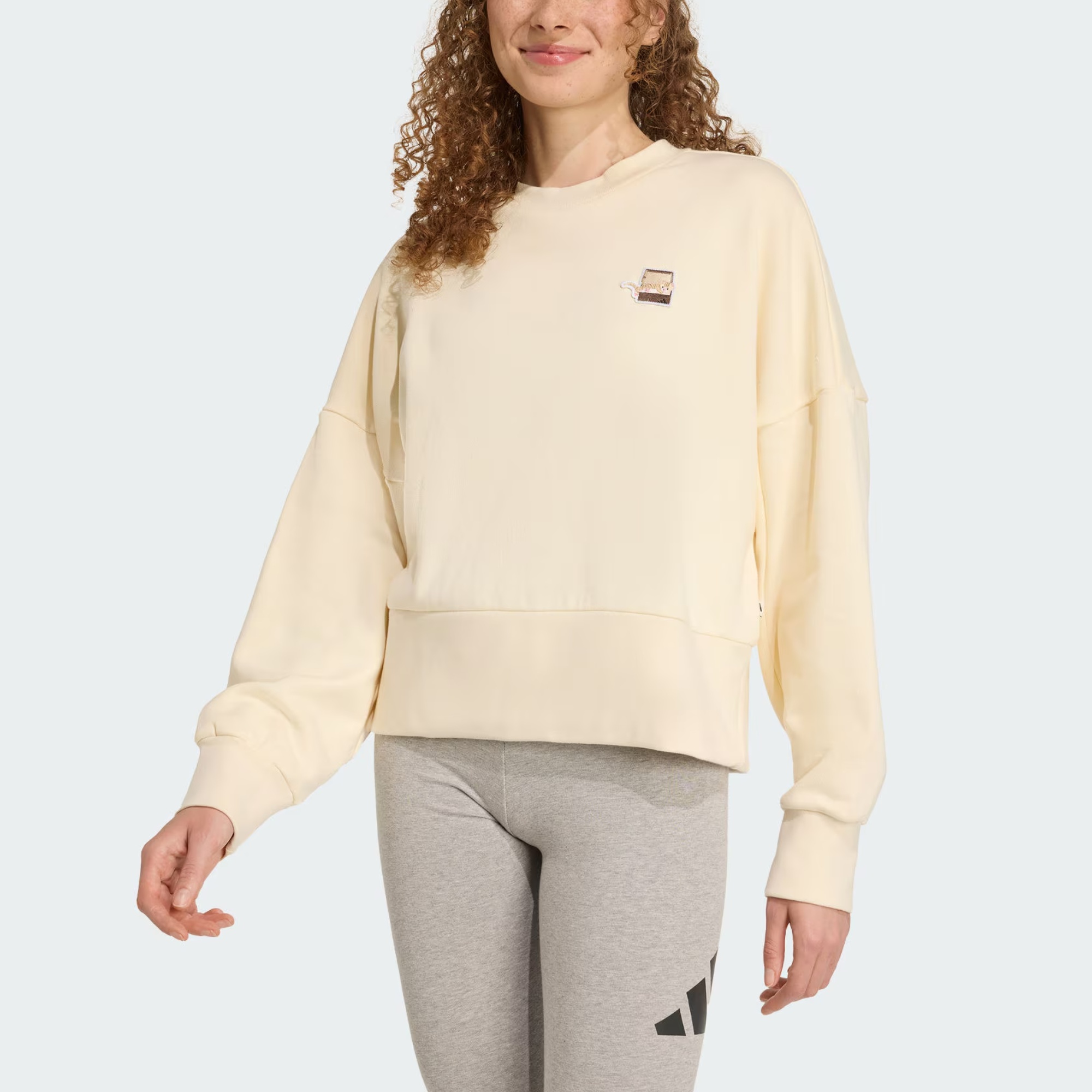 Толстовка с кошачьим принтом Women's Adidas, слоновая кость — фото 3