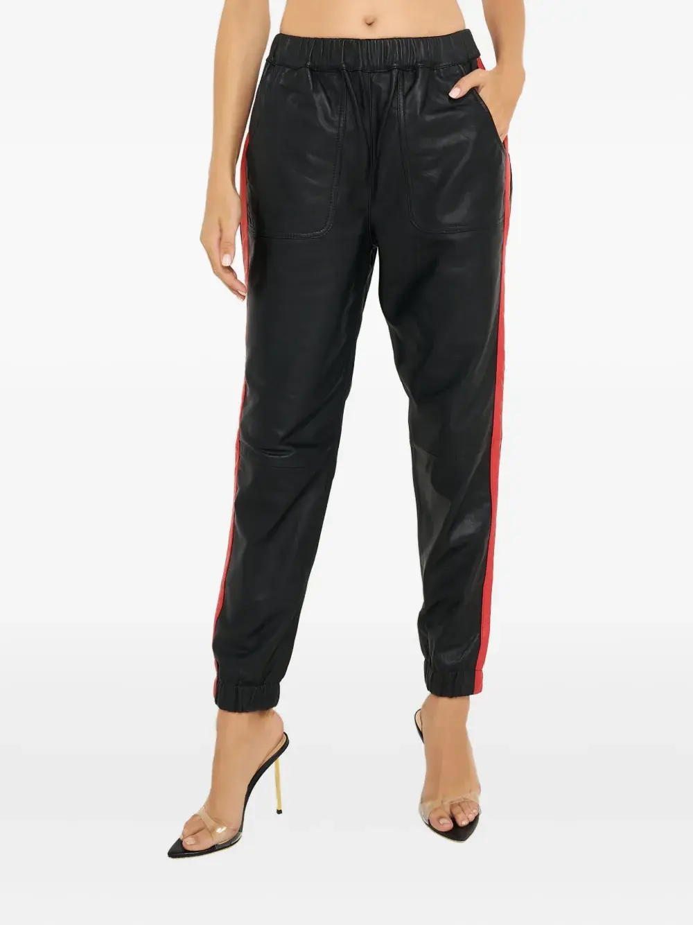 

Кожаные брюки с эластичными полосками One Teaspoon, черный