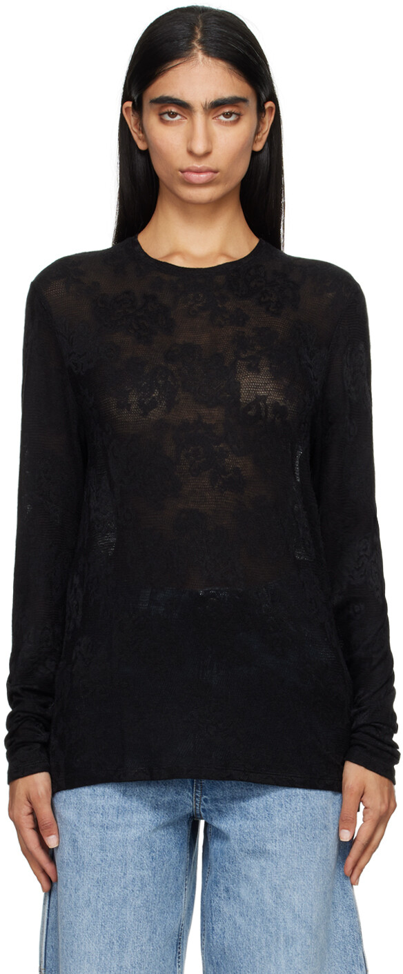 

Черная футболка с длинным рукавом OUR LEGACY, Black romantic thermal paisley