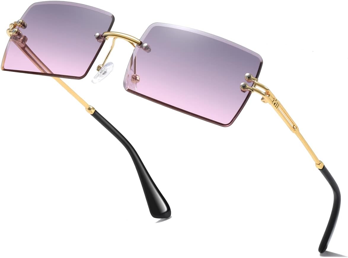 

Модные солнцезащитные очки без оправы прямоугольной формы для женщин и мужчин, квадратной формы, сверхлегкие, с защитой от УФ-излучения UV400, унисекс, артикул 9031 aisswzber, Grey&pink