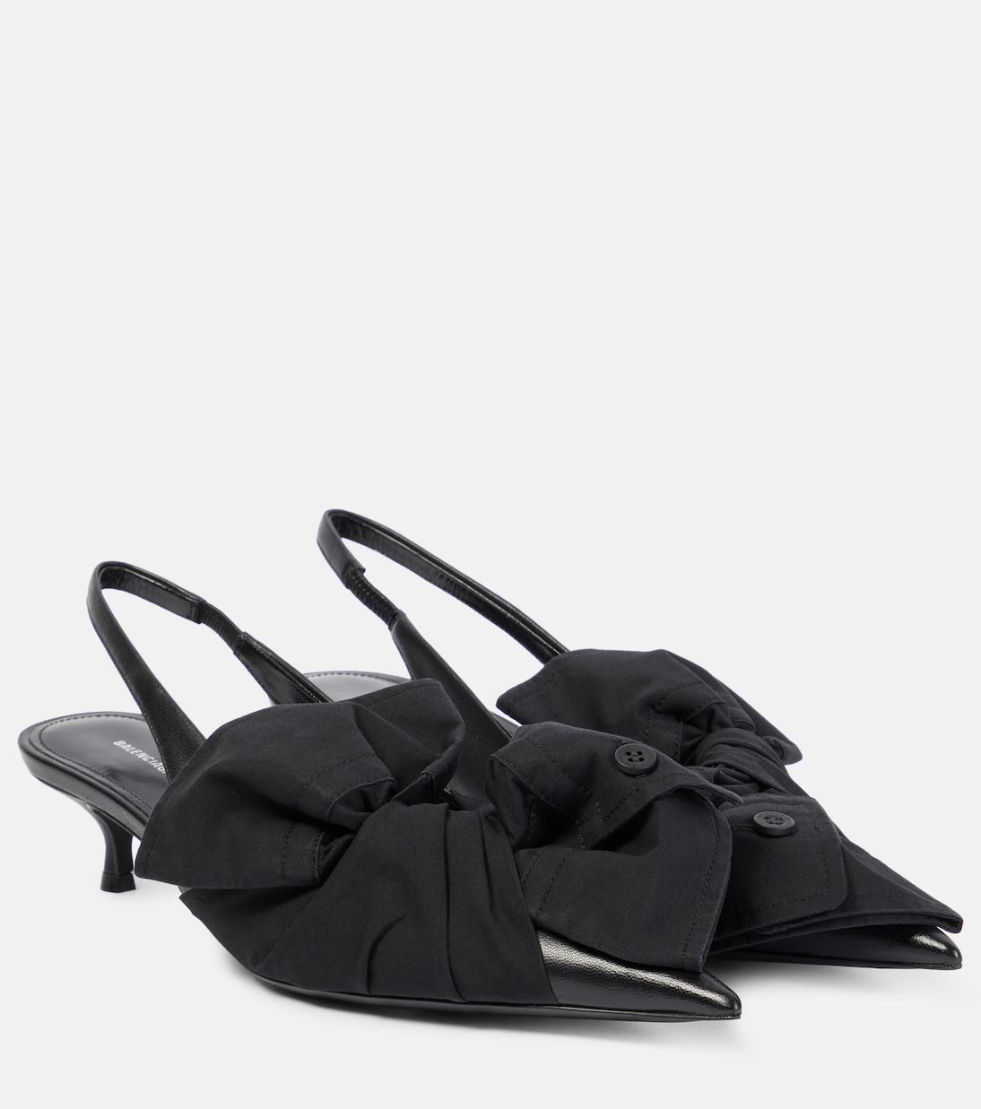 Туфли-лодочки на ремешке с бантом из кожи Balenciaga, черный