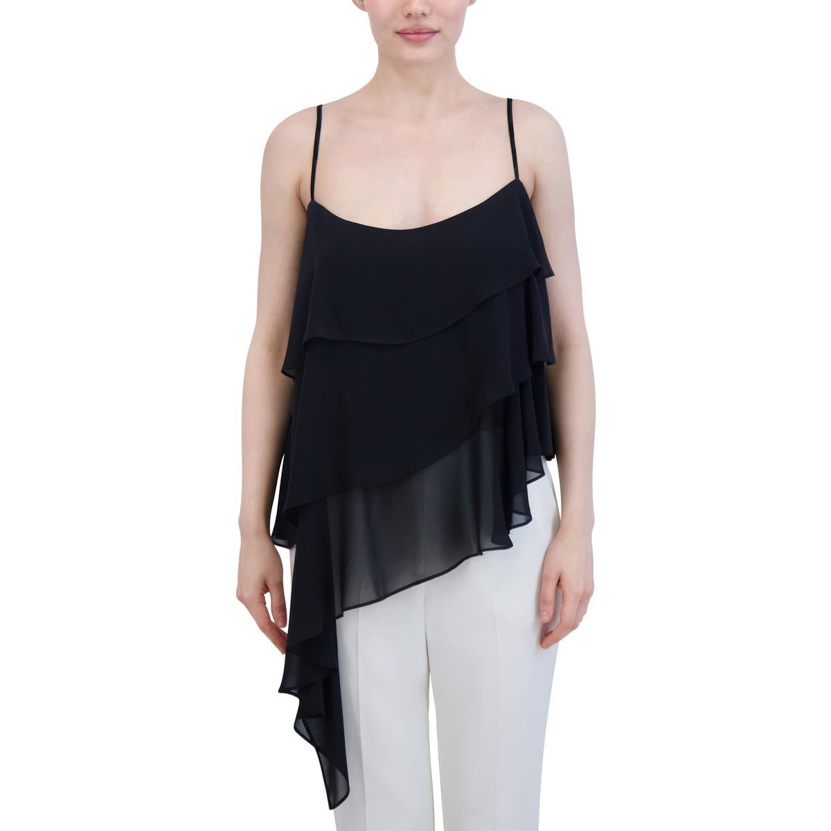 

Женская асимметричная многослойная блузка BCBGMAXAZRIA, черный