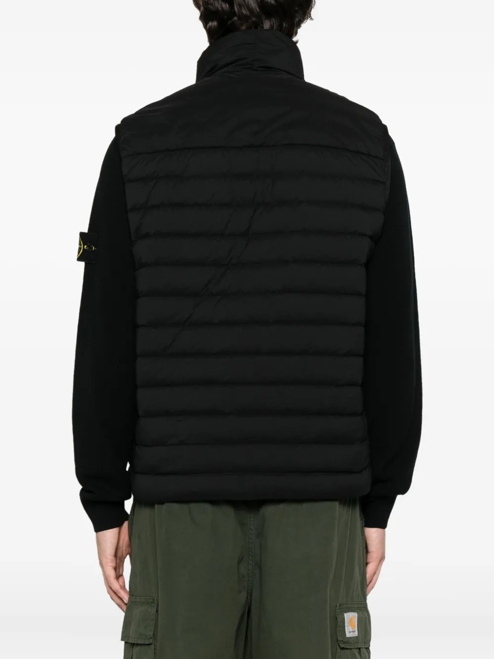 Стеганый жилет с высоким воротником Stone Island, черный — фото 4