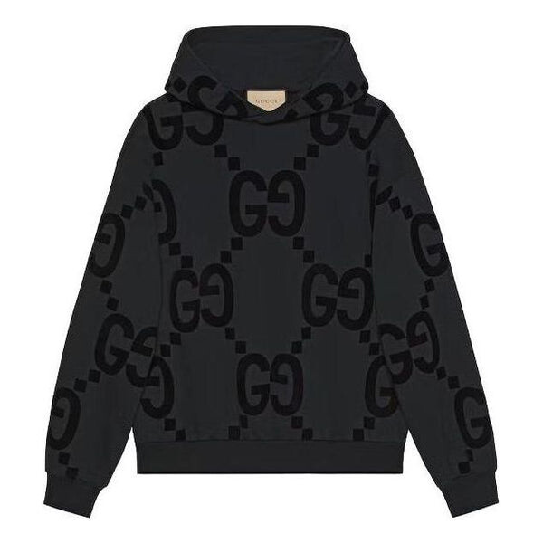 

Толстовка gg flocked print cotton fleece sweatshirt 'black' Gucci, черный
