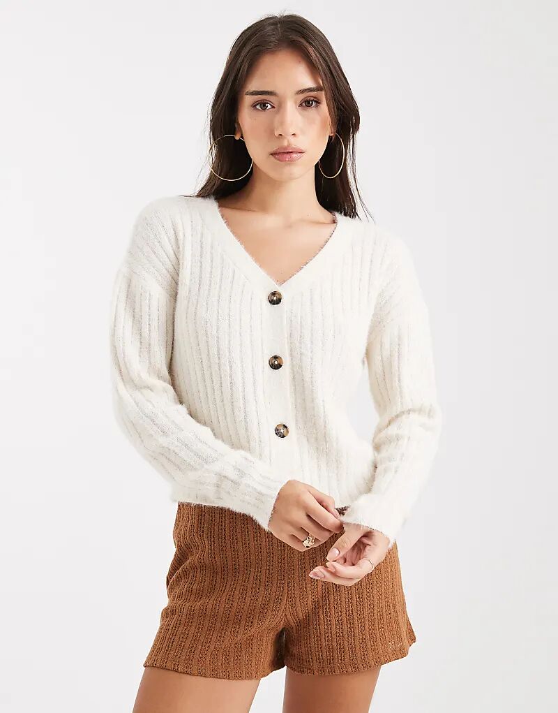 

Мягкий кардиган в рубчик от Wednesday's Girl кремового цвета