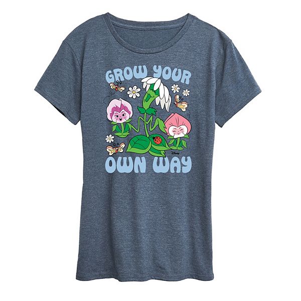 

Футболка с принтом Alice in Wonderland Women's Flowers Grow Disney, Heather Blue