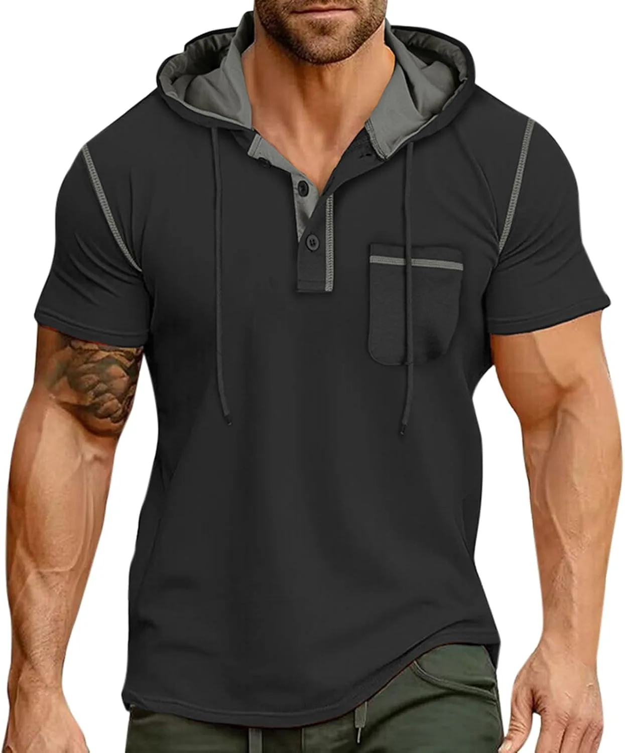 

Мужская хлопковая футболка-поло с коротким рукавом и карманом