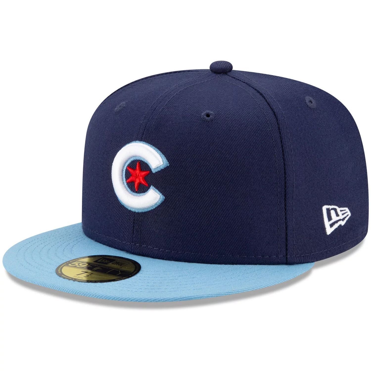 

Мужская приталенная шляпа New Era темно-синяя/голубая Chicago Cubs 2021 City Connect 59FIFTY