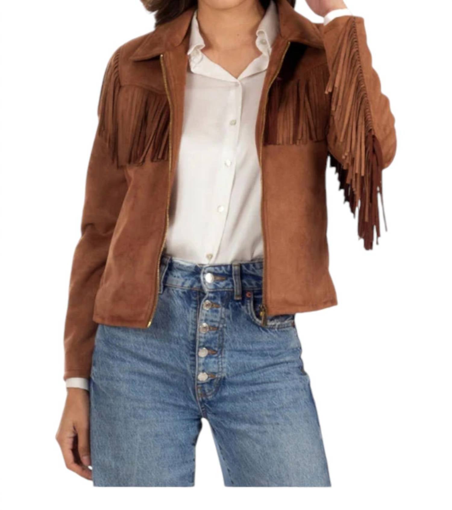 

Куртка из искусственной замши с бахромой цвета загара Wrangler, цвет tan