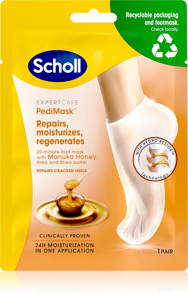 

Маска для ног Pedimask с медом манука, глубоко питающая Scholl, 1 pora