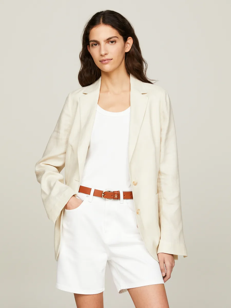 

Короткий пиджак Tommy Hilfiger "CASUAL LINEN REGULAR SB BLAZER" с разрезом на рукавах, бежевый