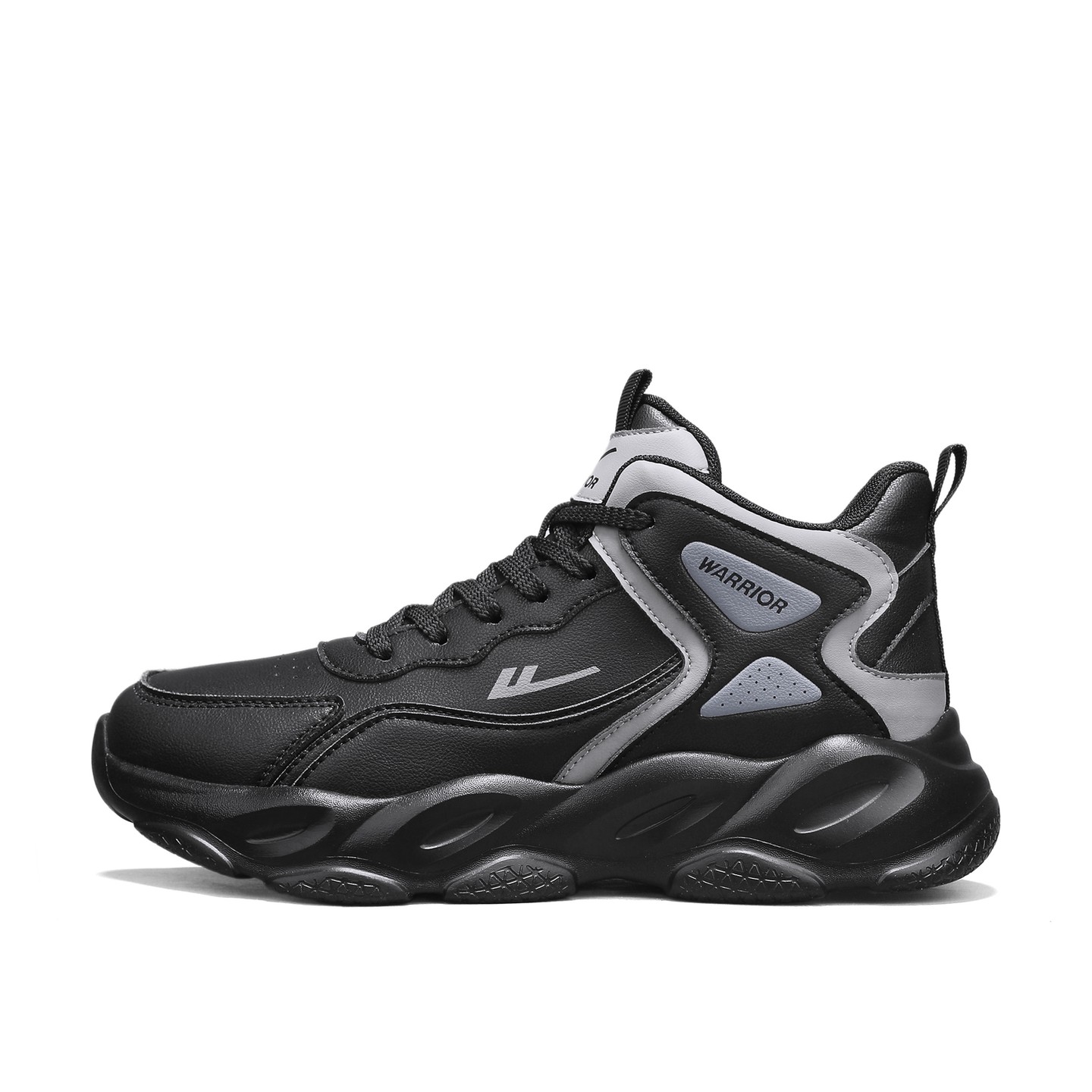 

Мужские кроссовки Casual Mid top с усиленной амортизацией и износостойкостью WARRIOR, черный серый