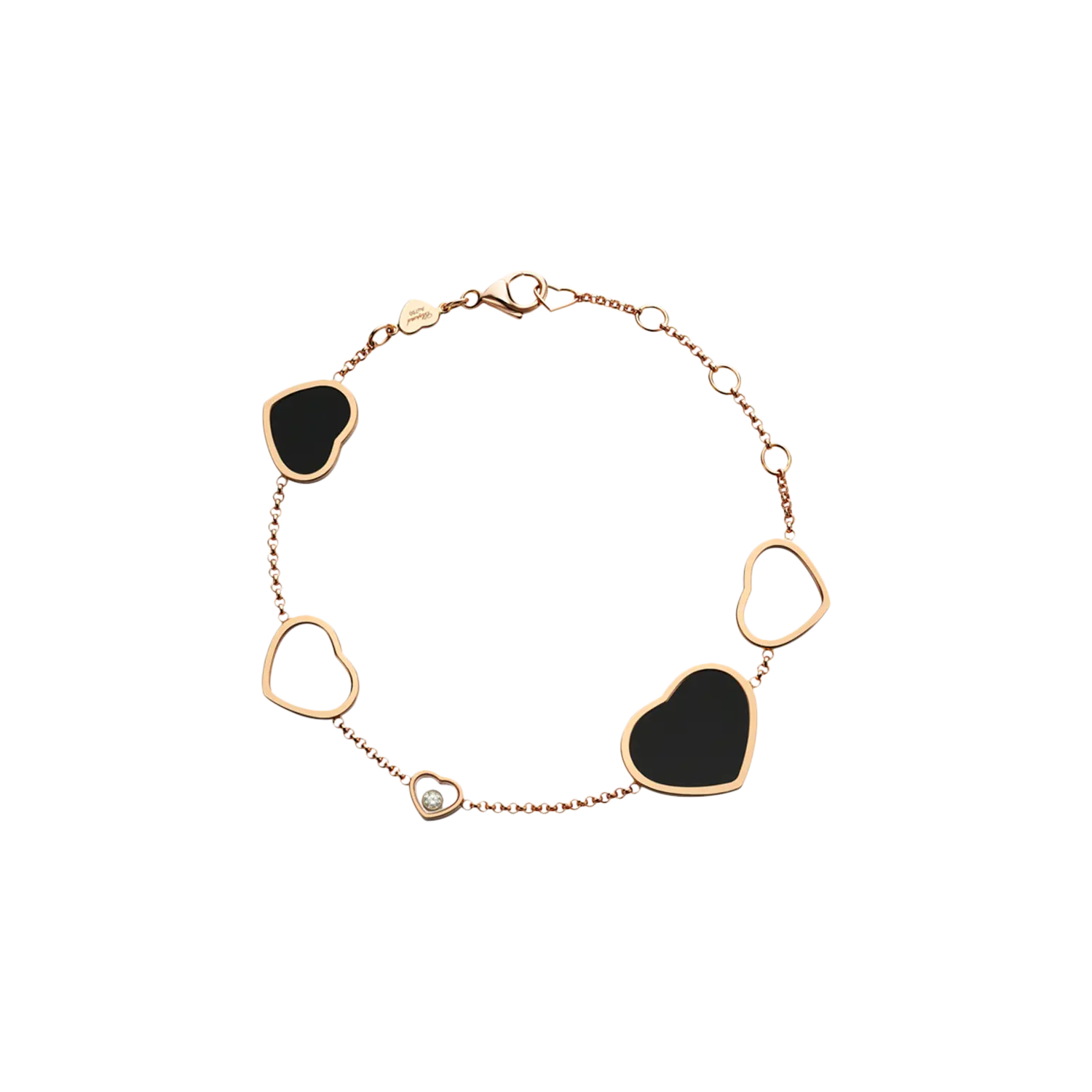 

Браслет happy hearts из розового золота, бриллиантов и оникса Chopard