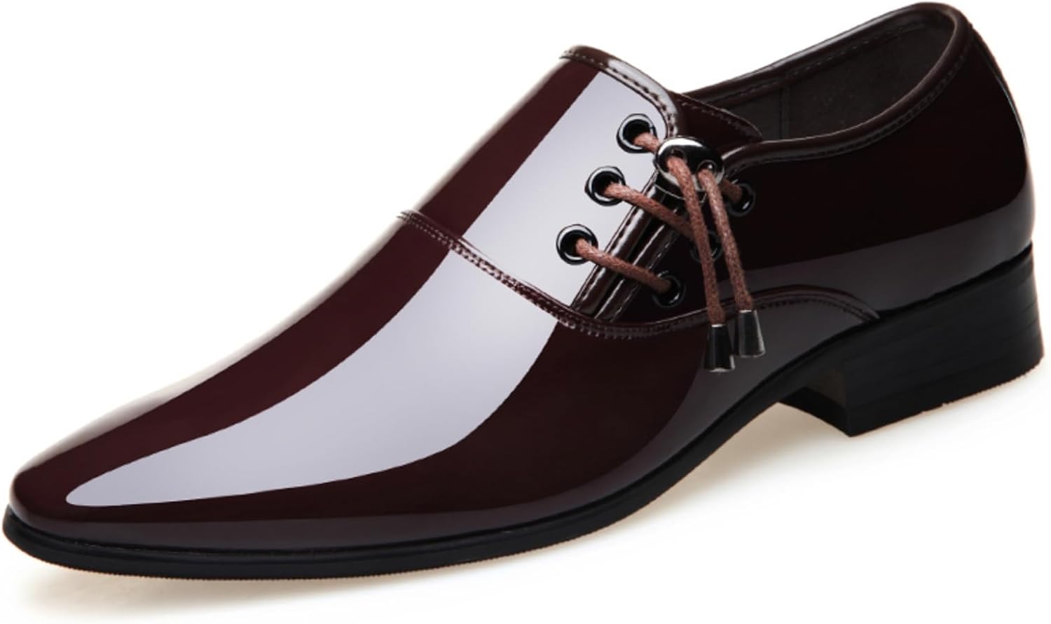 

Мужские оксфорды из лакированной кожи с заостренным носком, классические туфли на шнуровке для бизнеса, свадьбы, вечеринок, с высокоглянцевой кожей и нескользящей подошвой для комфорта Kelibasi, красный