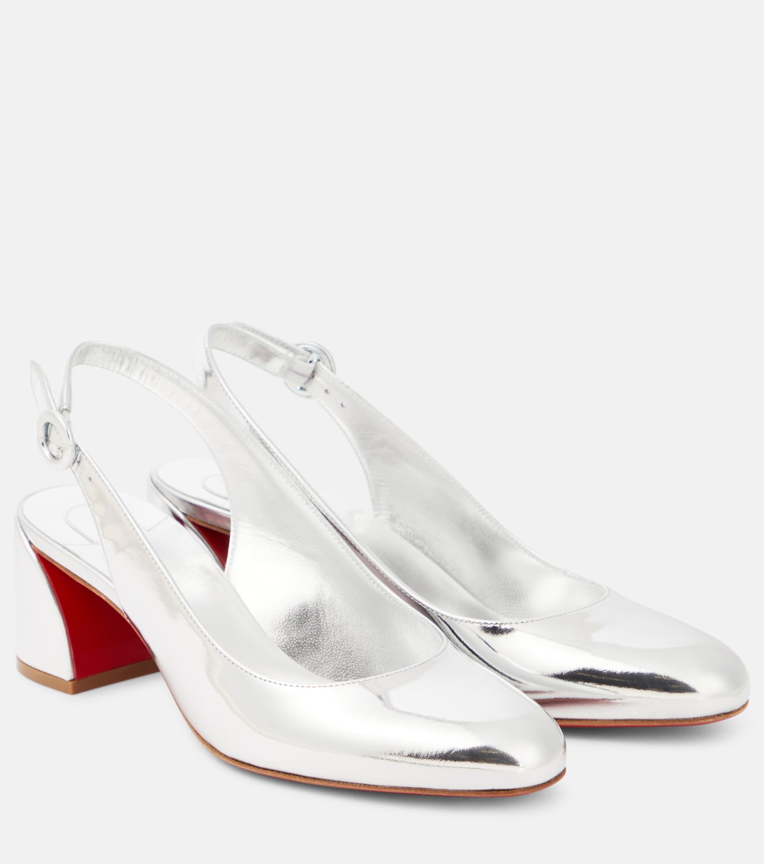 So Jane Sling босоножки-лодочки на ремешке из металлизированной кожи Christian Louboutin, Silver/ Lin Silver